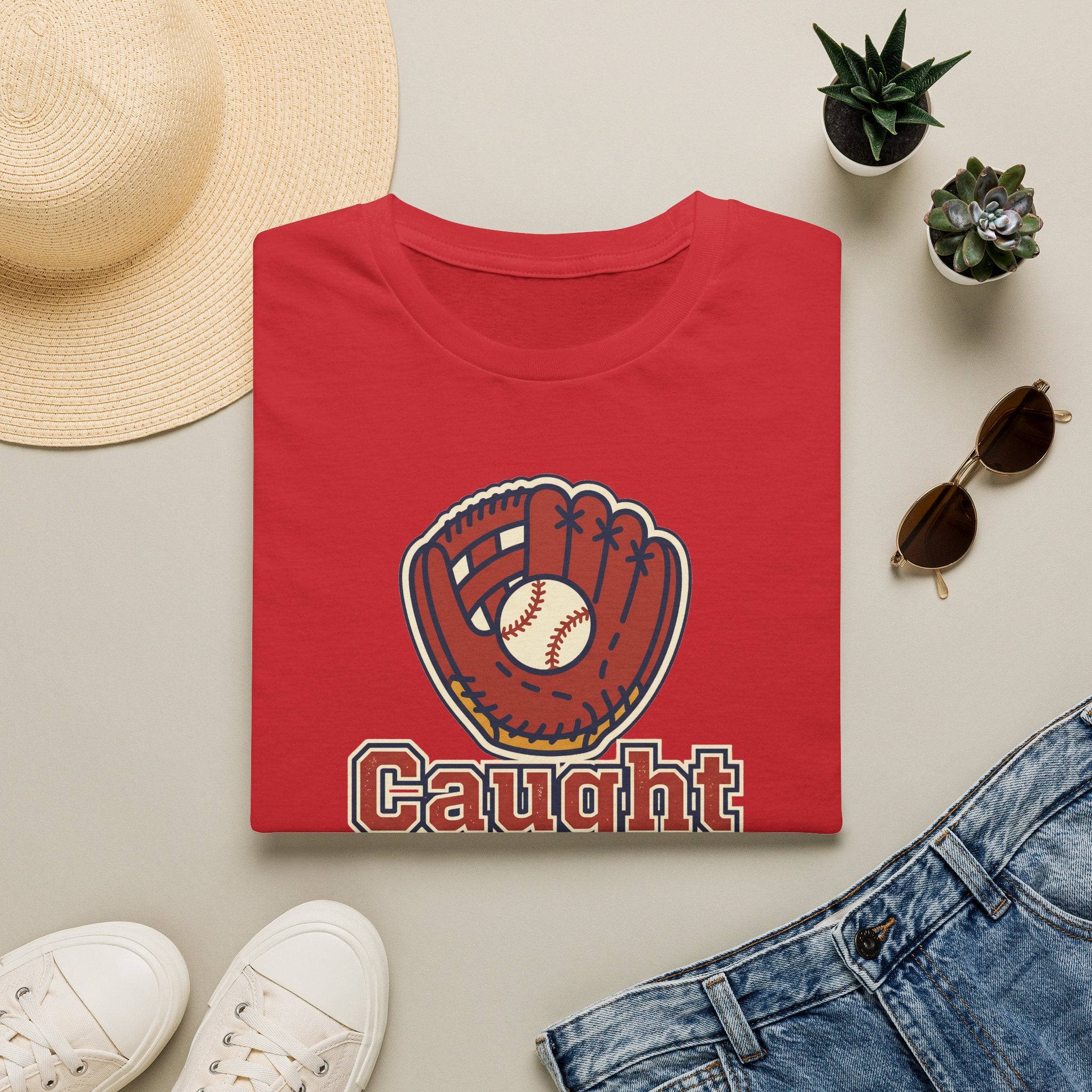 Baseball T-Shirt | Vintage Caught Looking Glove Graphic Tee