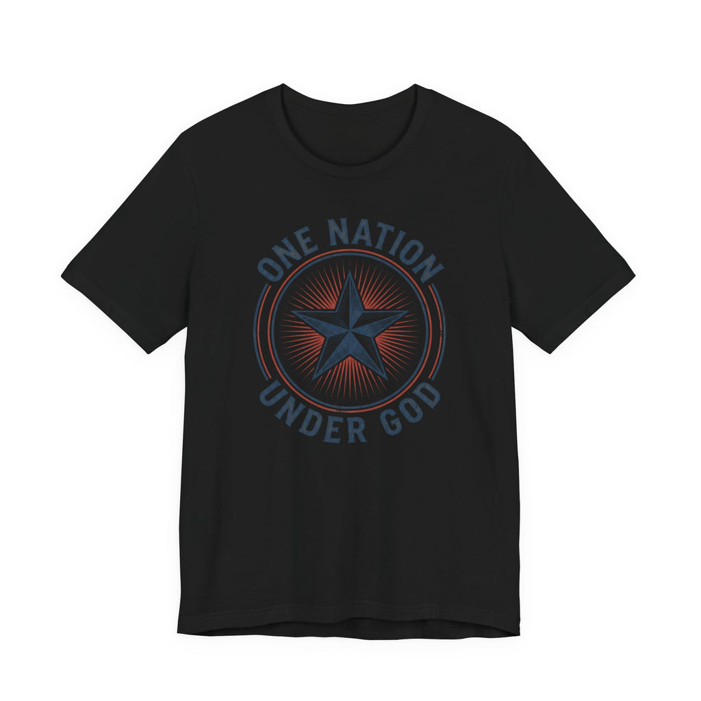 One Nation Under God T-Shirt | Patriotic Christian Faith Americana Star Graphic Tee