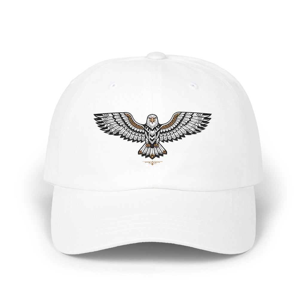Embroidered Soaring Eagle Dad Cap — Classic White Baseball Hat