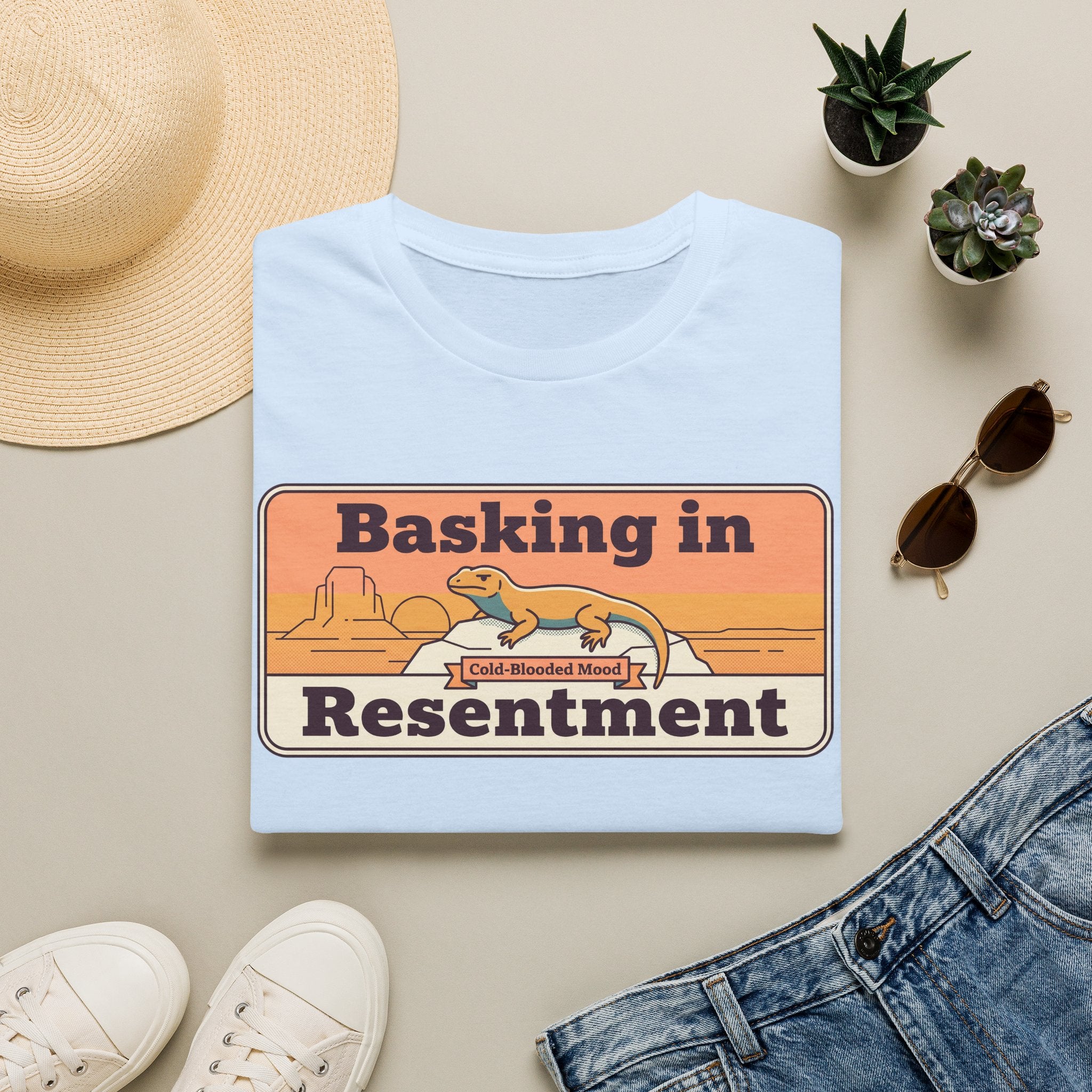 Basking in Resentment Lizard T-Shirt | Retro Desert Graphic