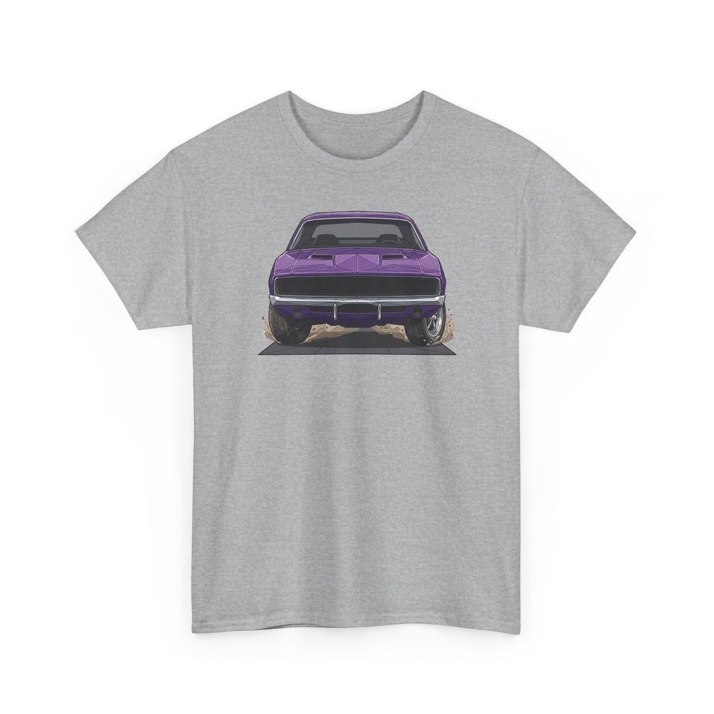 Retro Purple Muscle Car Tee | Front and Back Car Illustration
