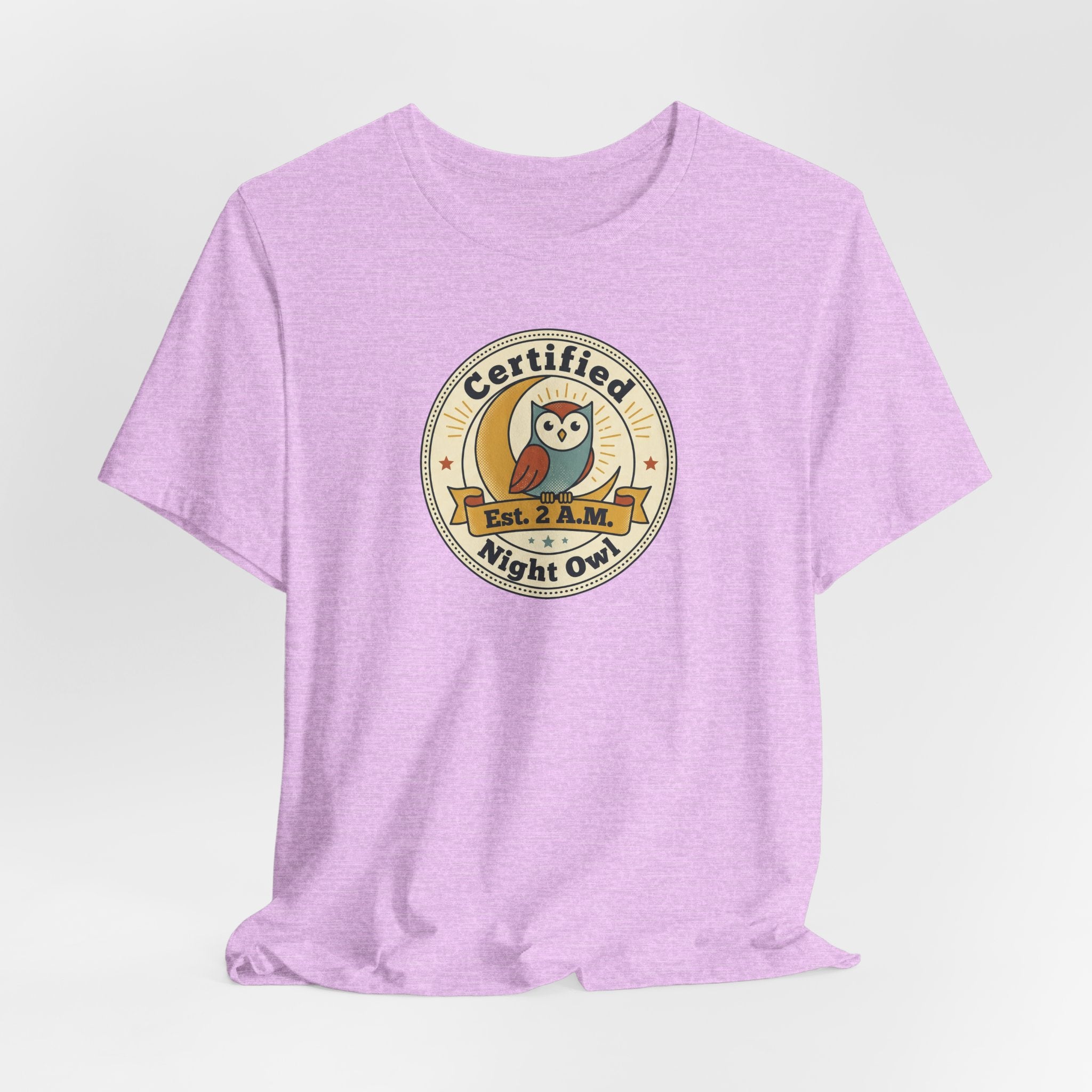Certified Night Owl owl badge T-Shirt | 2 AM est. graphic tee