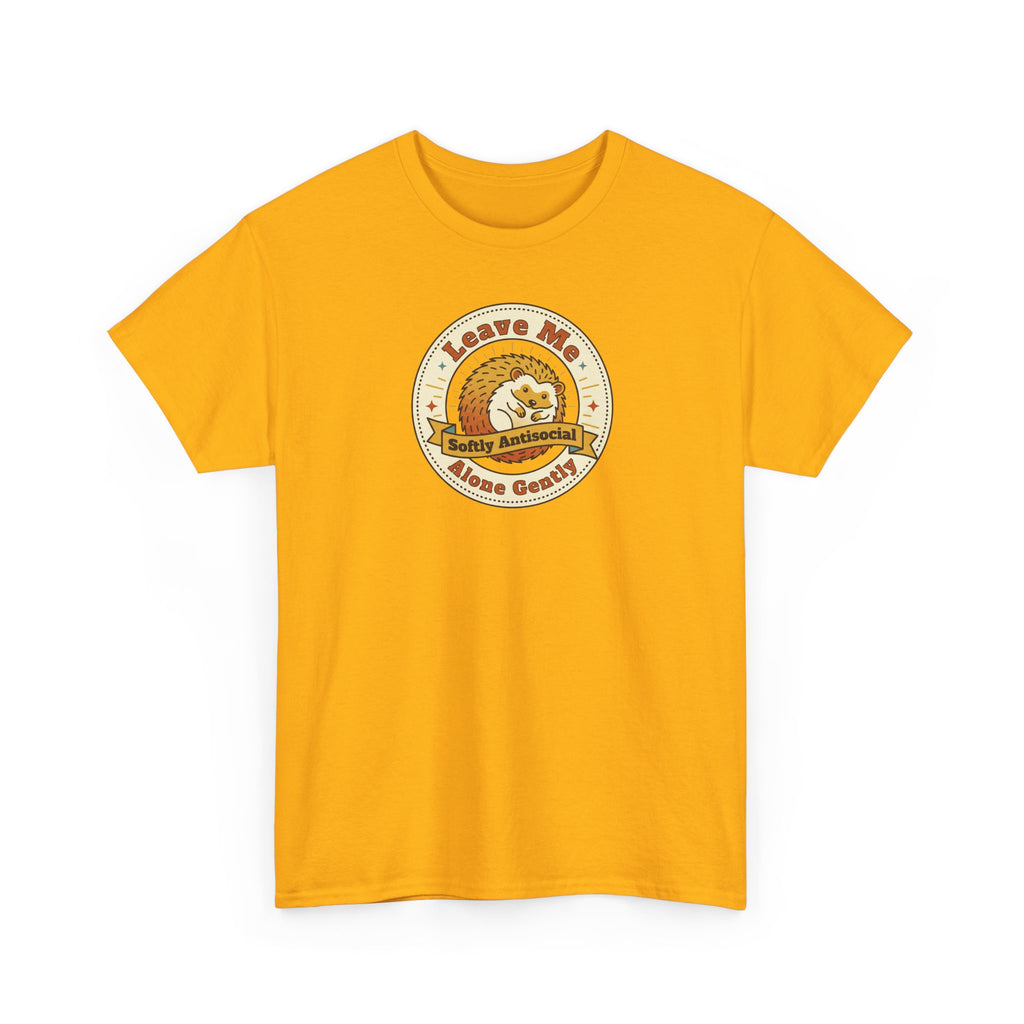 Leave Me Alone Softly Antisocial T-Shirt | Funny Introvert Hedgehog Graphic Tee