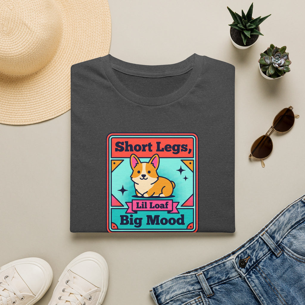 Funny Corgi T-Shirt | Short Legs Big Mood Cute Corgi Dog Graphic Tee | Corgi Lover Gift
