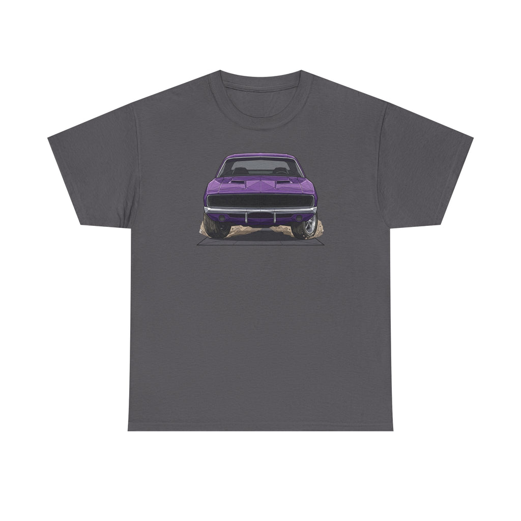 Retro Purple Muscle Car Tee | Front and Back Car Illustration