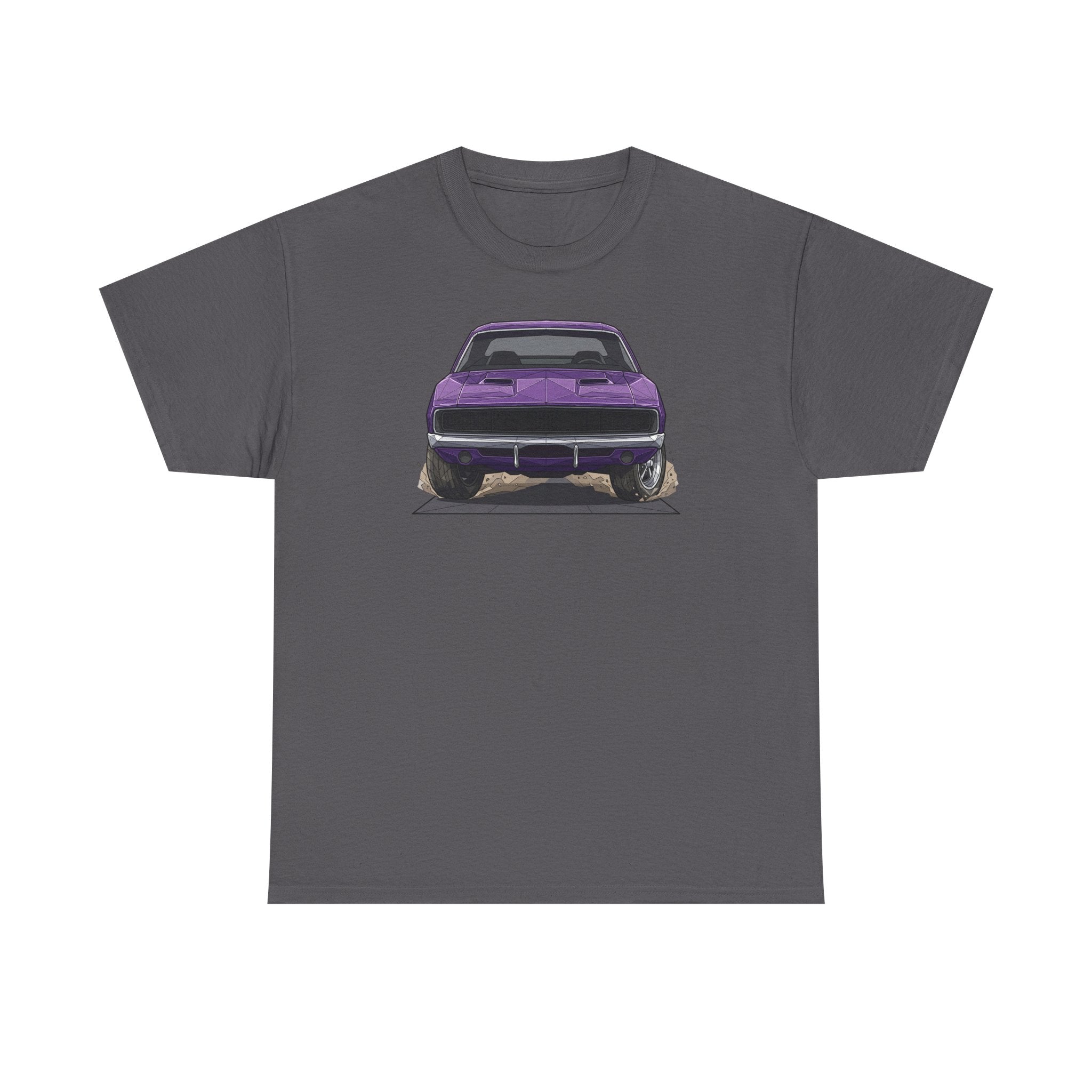 Retro Purple Muscle Car Tee | Front and Back Car Illustration