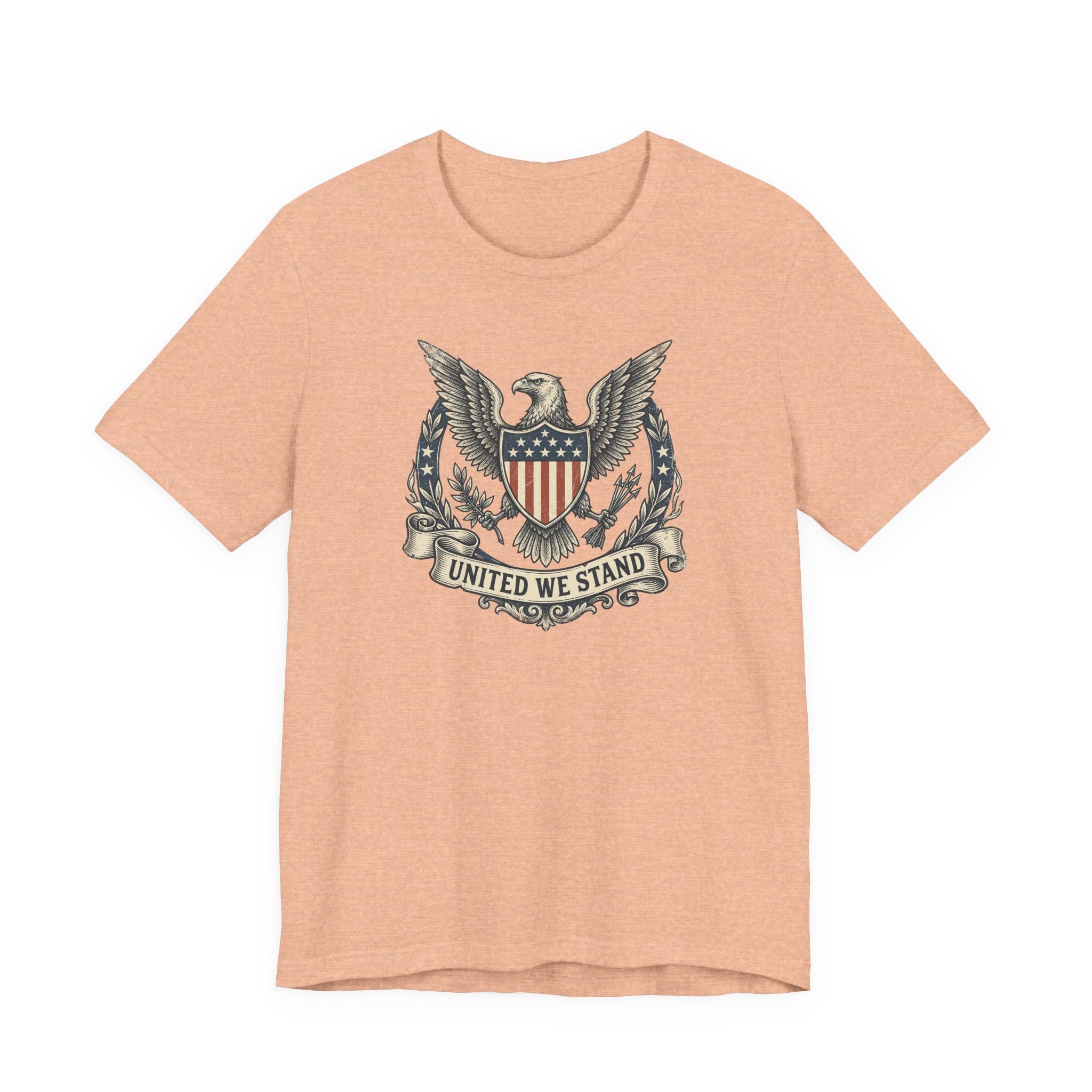 American Eagle Shield United We Stand T-Shirt | Patriotic USA Flag Crest Graphic Tee
