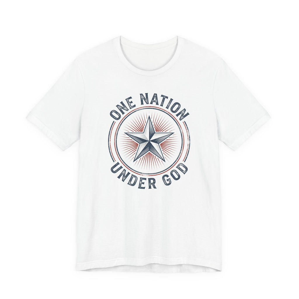 One Nation Under God T-Shirt | Patriotic Christian Faith Americana Star Graphic Tee