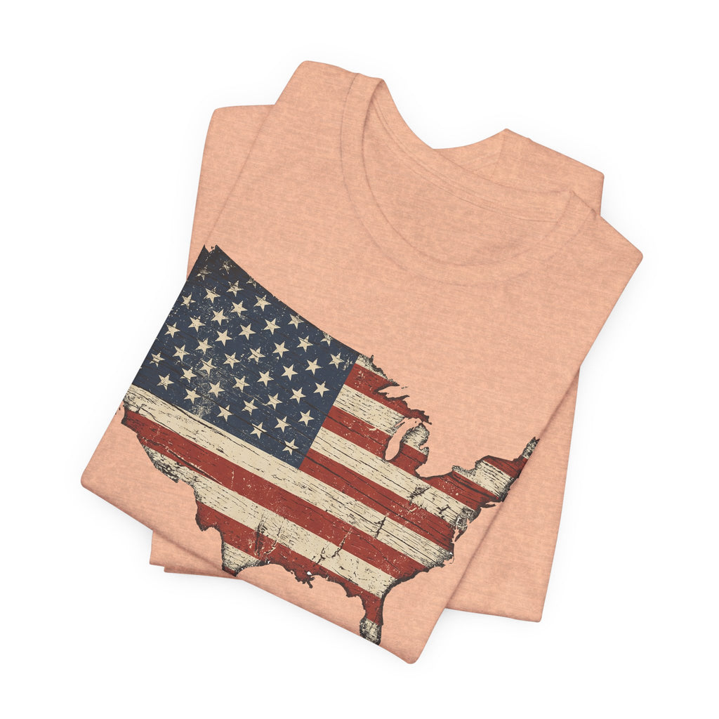 Distressed American Flag USA Map T-Shirt | Patriotic United States Tee