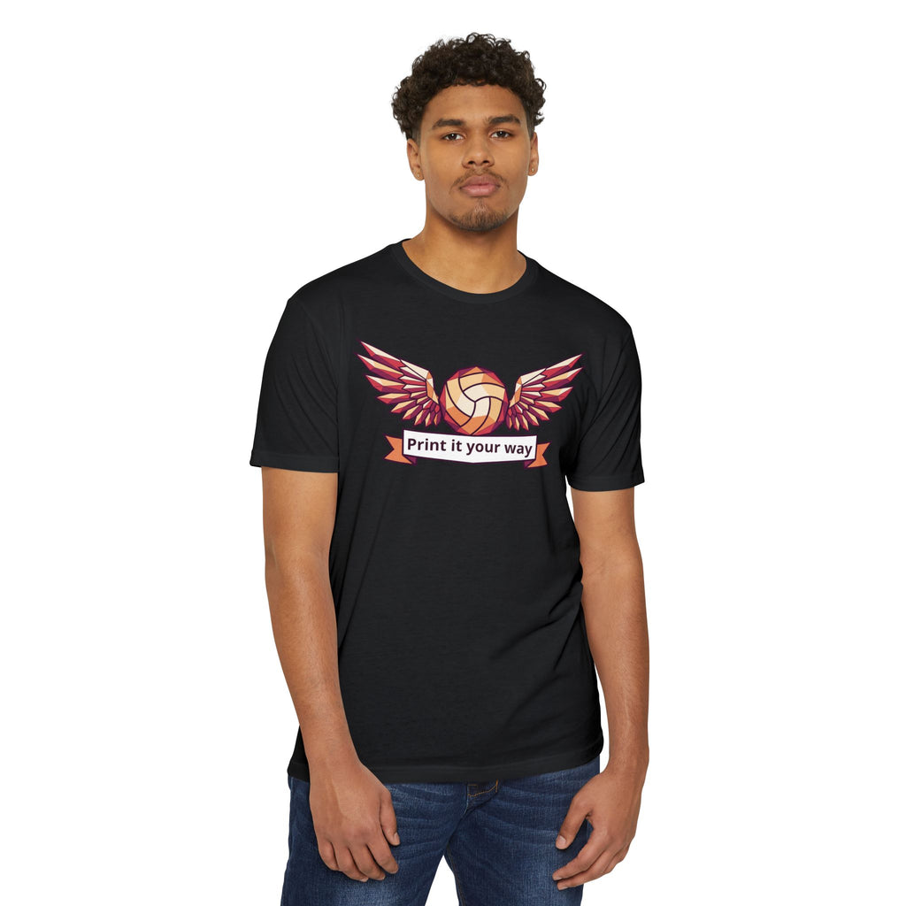 Custom Volleyball T-Shirt Personalized Winged Volleyball Banner Tee Add Your Name or Team Gift Unisex