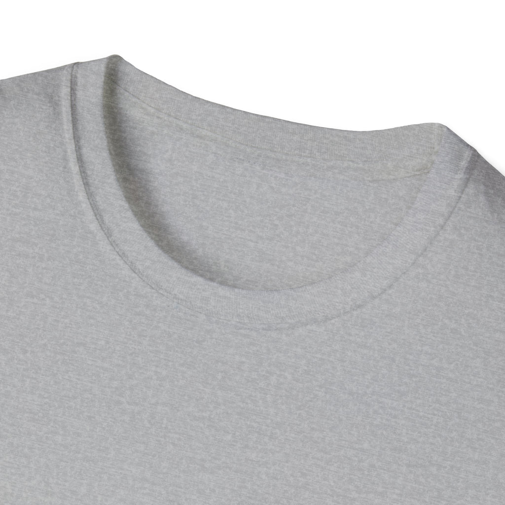 Heather gray crew-neck T-shirt collar close-up with ribbed neckline