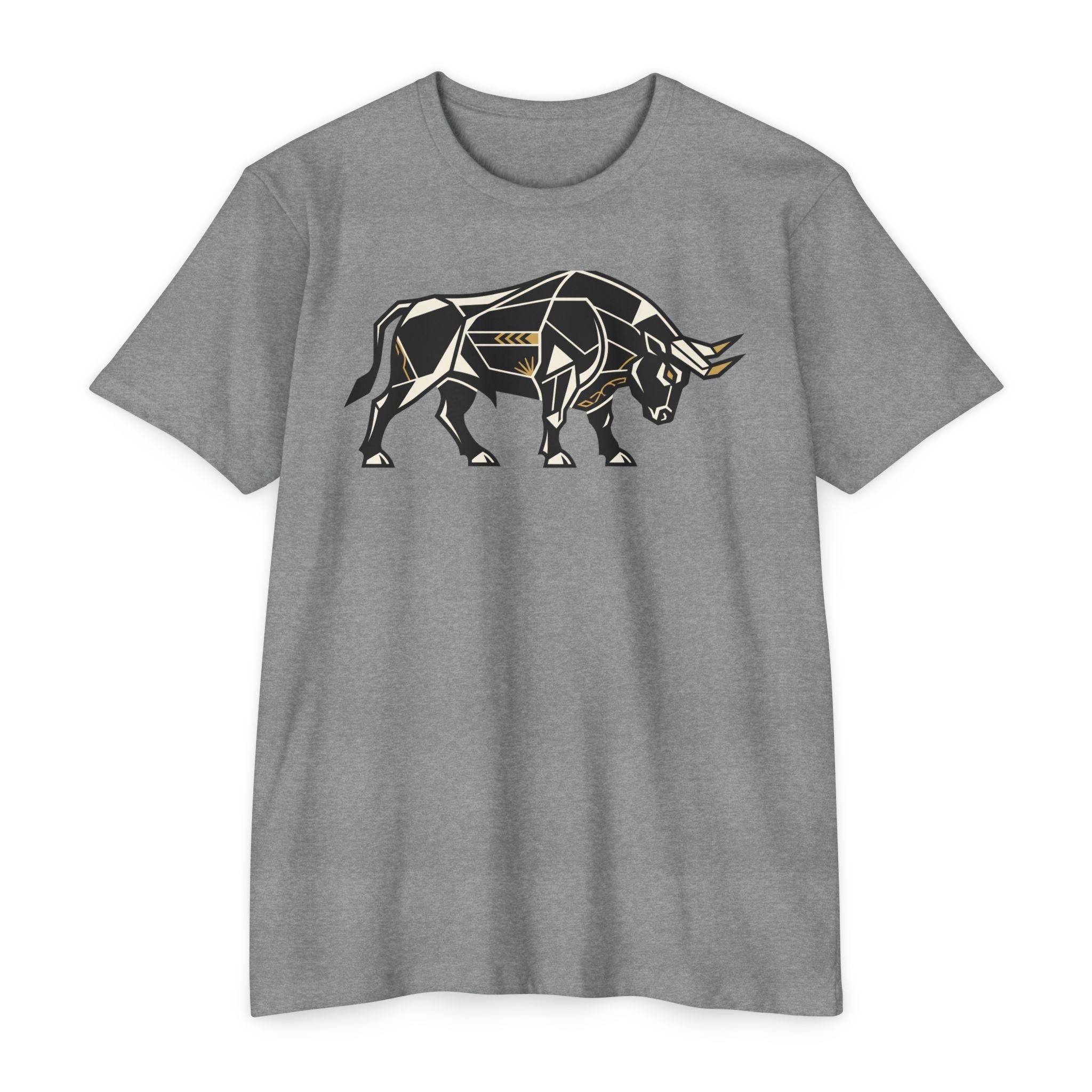 Bull T-Shirt Geometric Illustration Charging Bull Graphic Tee Animal Lover Gift Streetwear Unisex