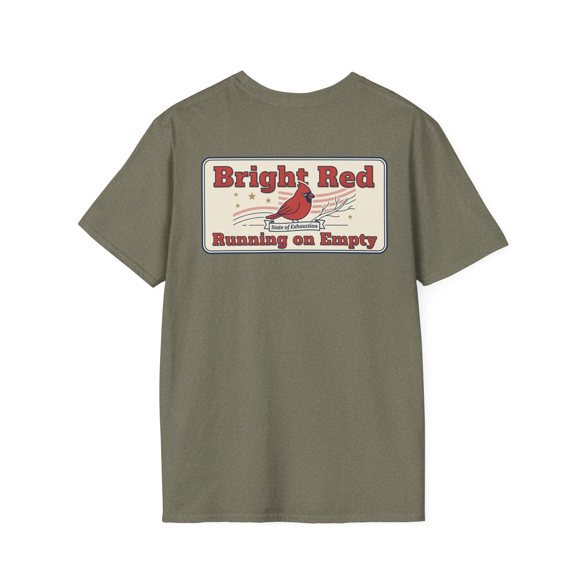Retired Veteran Graphic T-Shirt with Cardinal Bird Back Print and Military Chest Emblem Unisex Tee