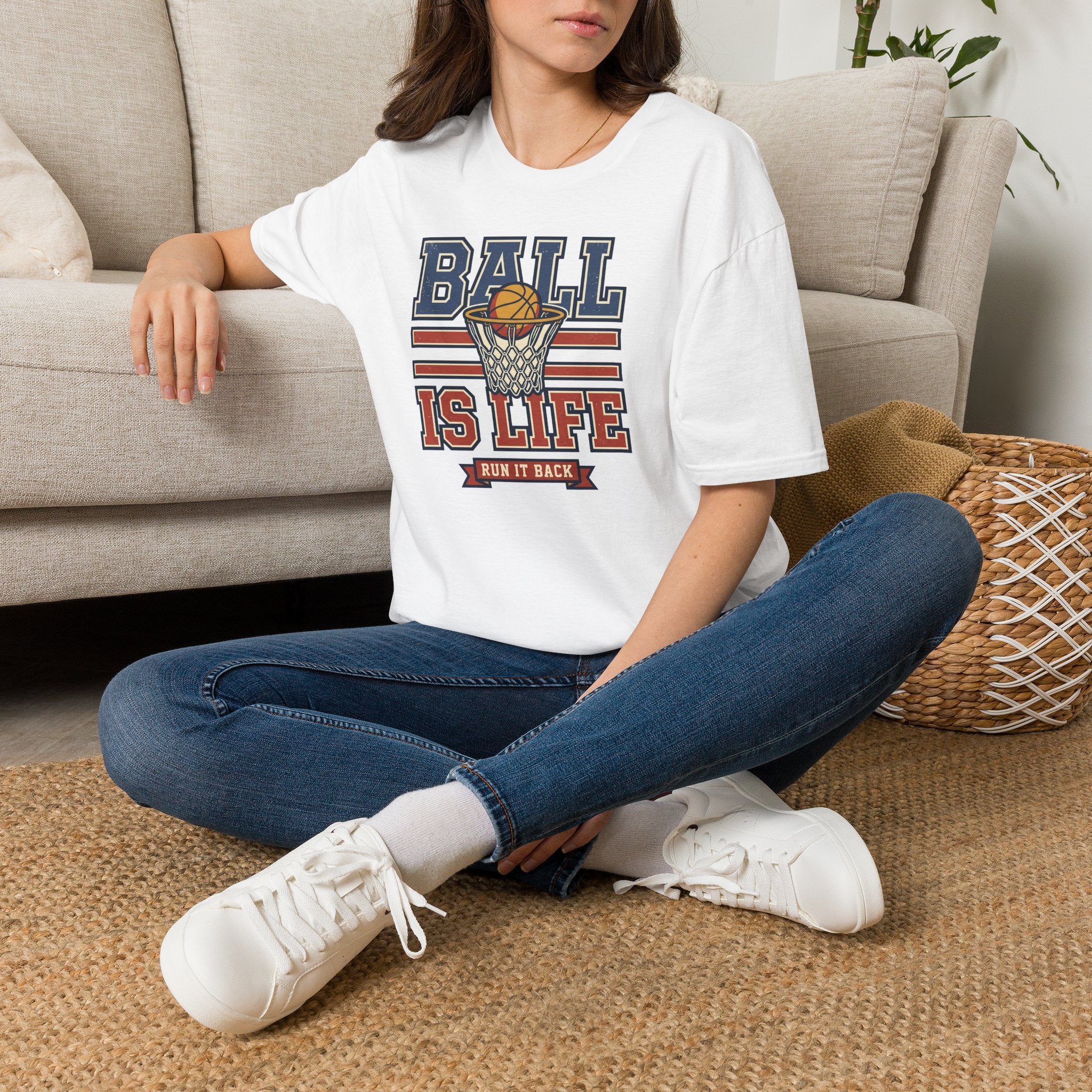 Basketball T-Shirt | Ball Is Life Retro Hoops Graphic Tee