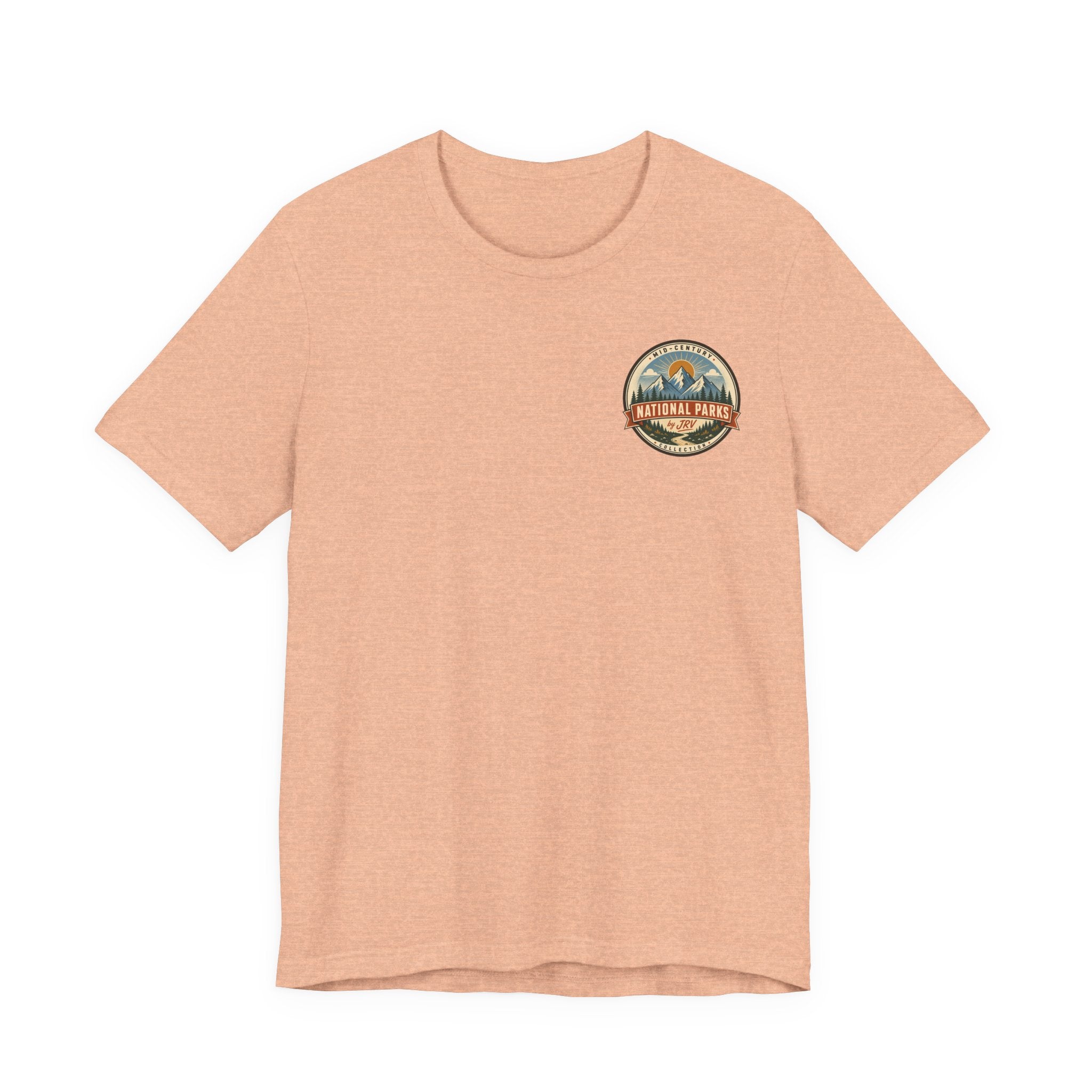 Peach men's T-shirt with round vintage park lighthouse graphic on chest