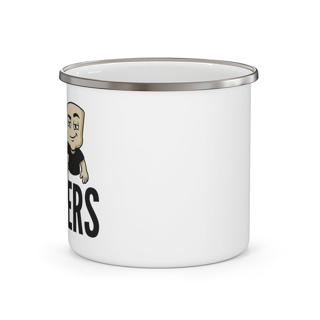 Funny Fishing Mug Size Matters | Enamel Camping Mug for Fisherman | Cartoon Angler Coffee Cup | Gift for Dad | Funny Camping Fishing Gift