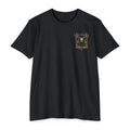 Black T-shirt with small 'Hunters of Chaos' deer graphic on left chest