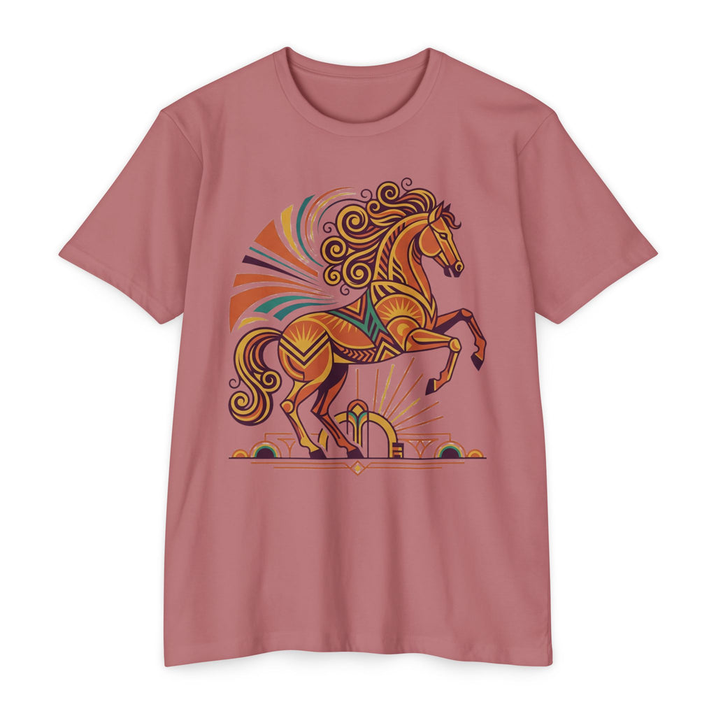 Horse T-Shirt Boho Prancing Horse Sunburst Illustration Graphic Tee Nature Lover Gift Unisex