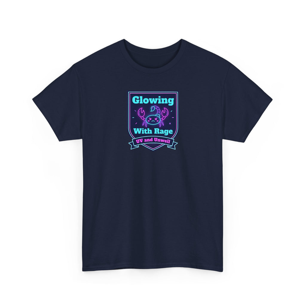 Glowing With Rage tee | Neon Skull Shield design