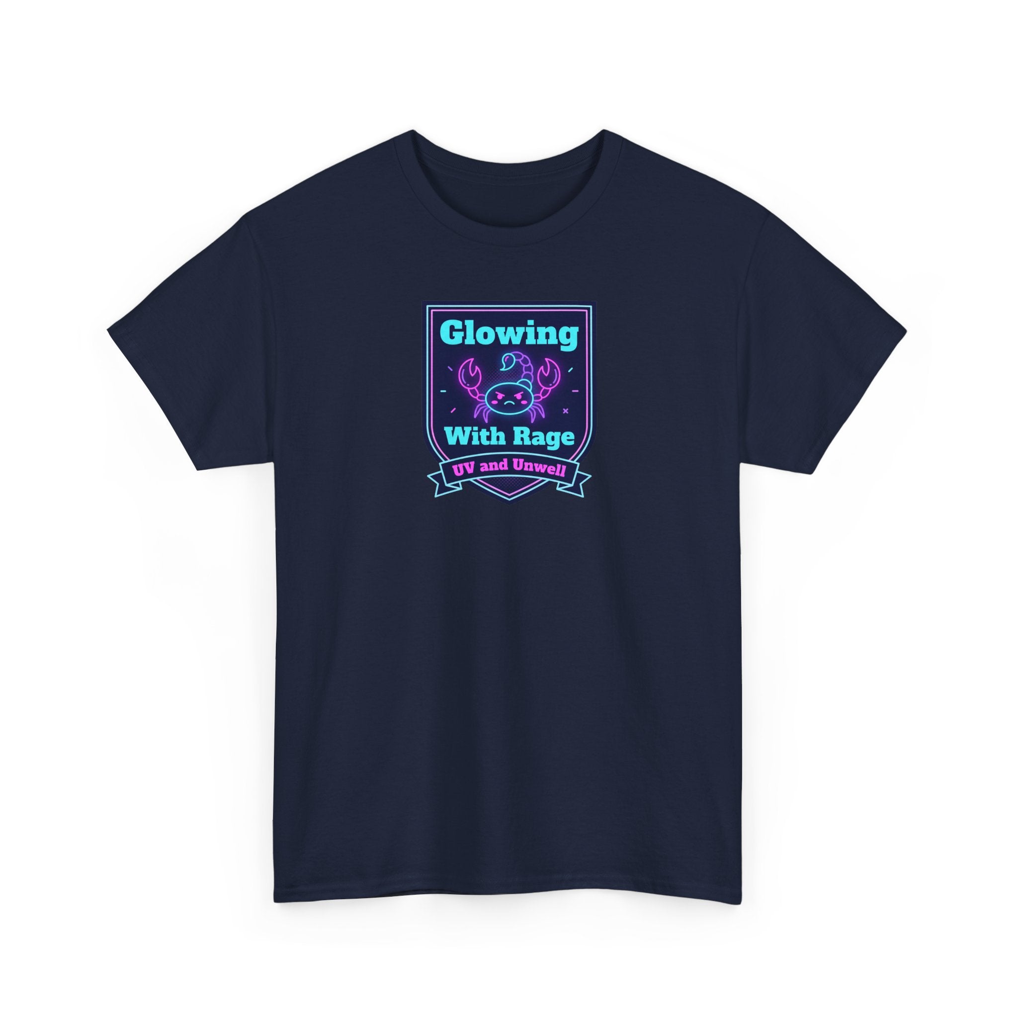 Glowing With Rage tee | Neon Skull Shield design