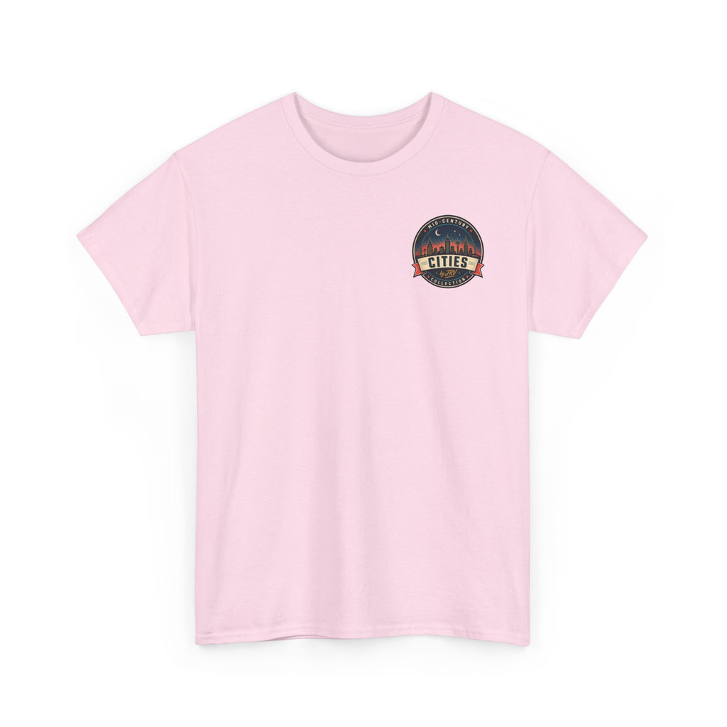 Crewneck T-shirt in light pink with small round chest logo badge