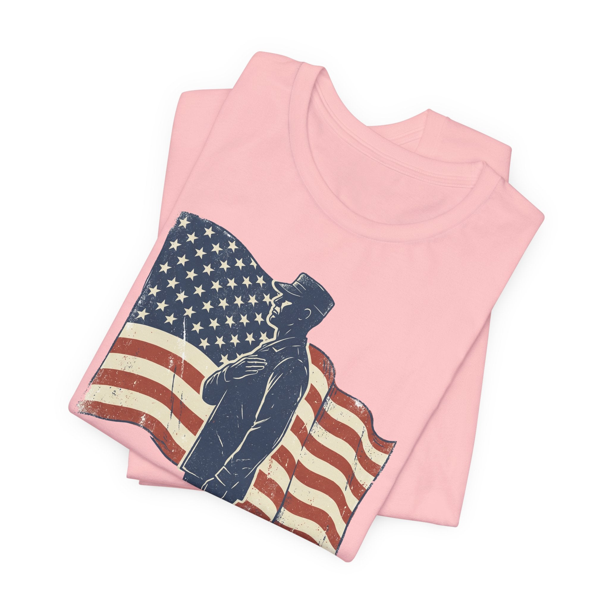 Saluting Soldier with American Flag T-Shirt | Patriotic Military Tee