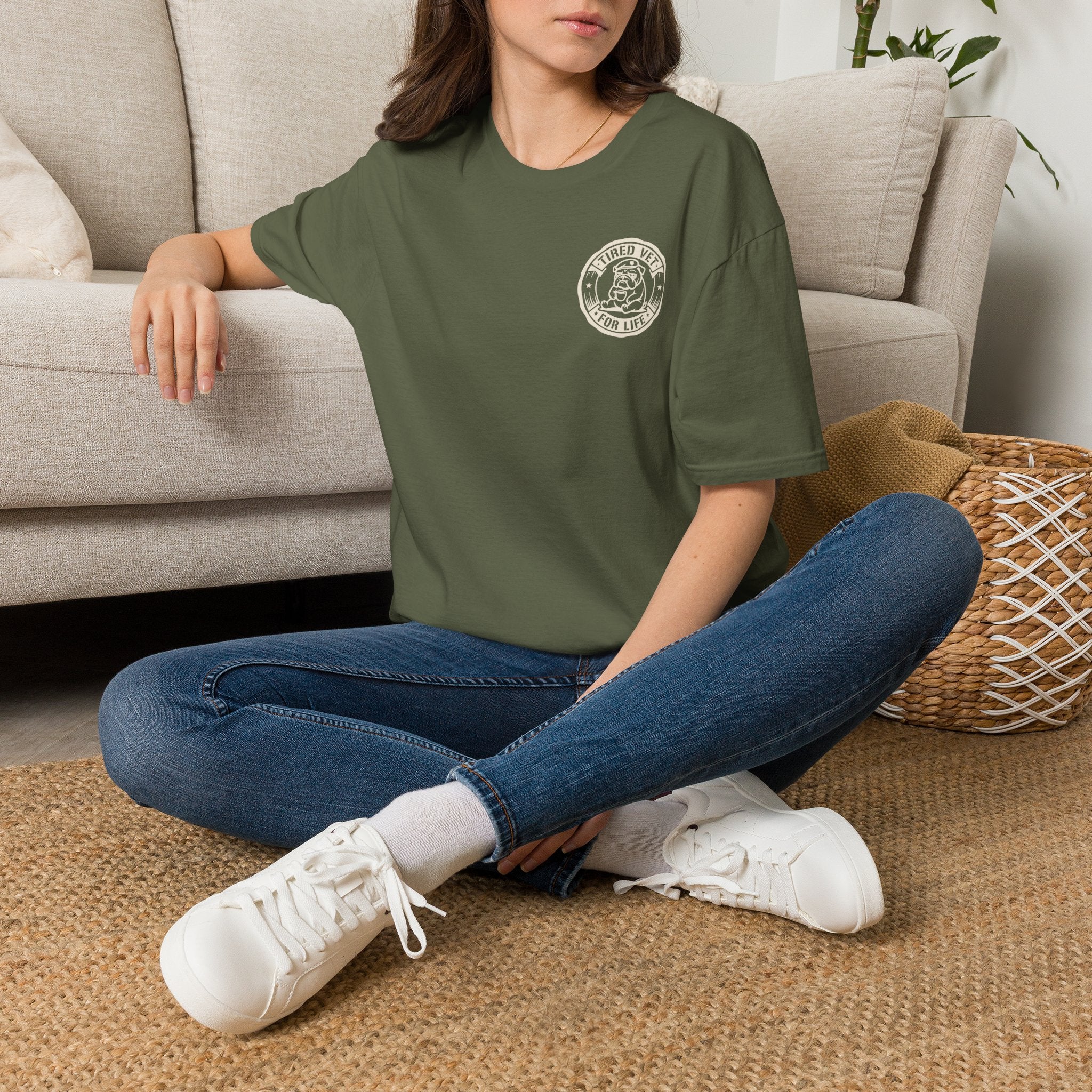 Funny Military Chow Hall Graphic T-Shirt Vintage Back Print with Faded Circle Chest Logo Unisex Tee