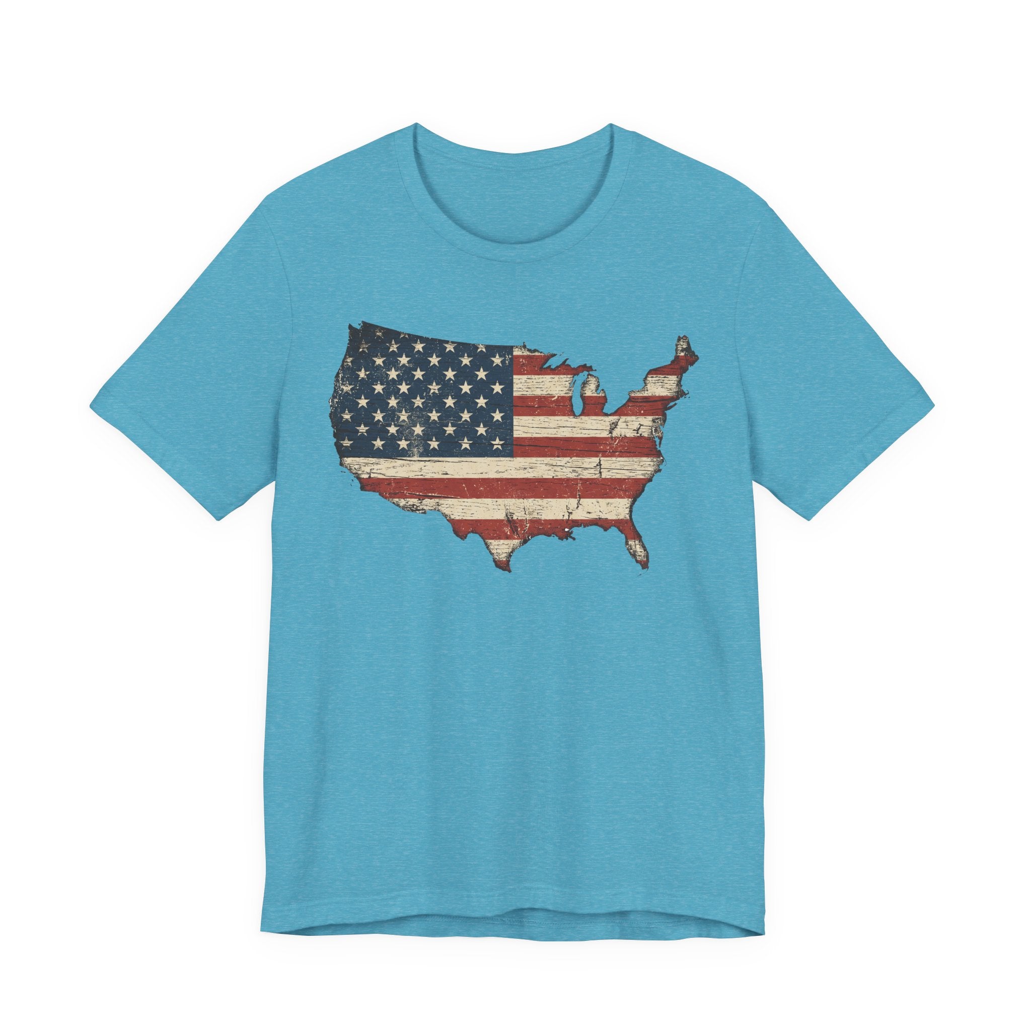 Distressed American Flag USA Map T-Shirt | Patriotic United States Tee