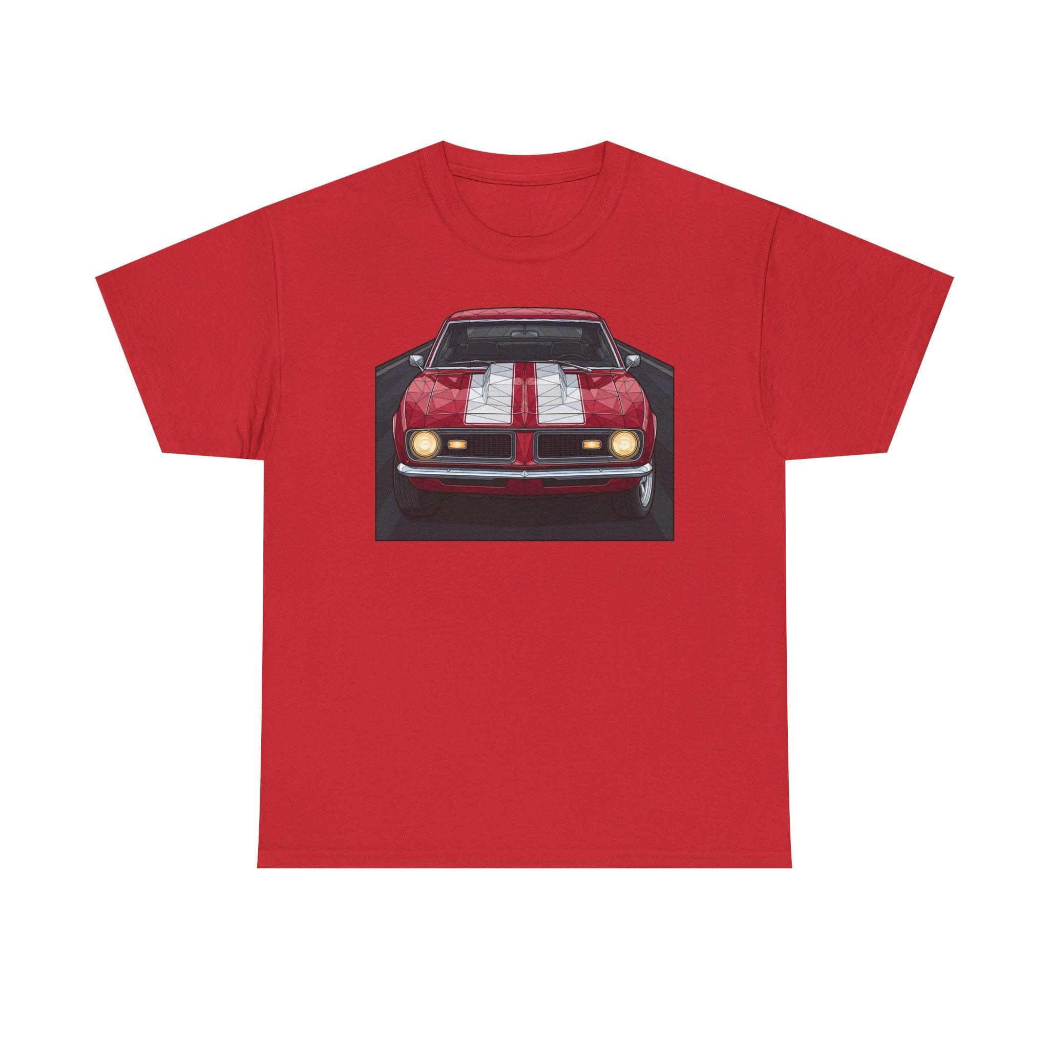 70s Red Muscle Car Tee | Front and Back Vintage Car Illustration