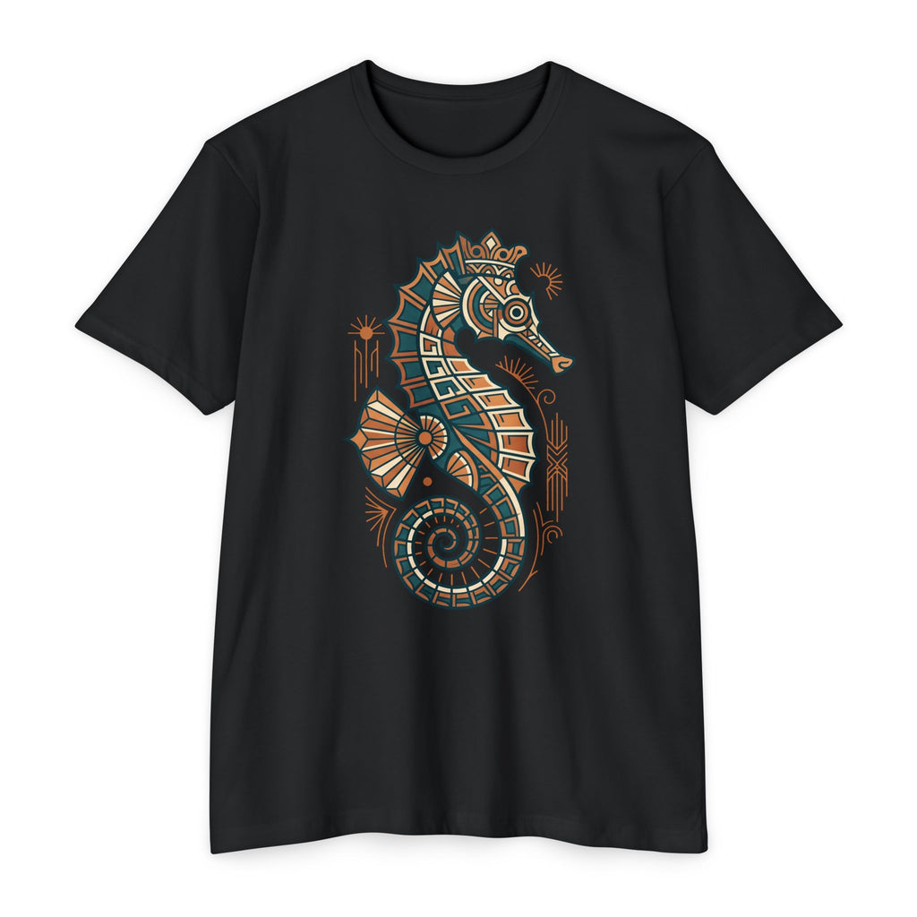Seahorse T-Shirt Nautical Mosaic Coastal Beach Ocean Art Graphic Tee Sea Lover Gift Unisex