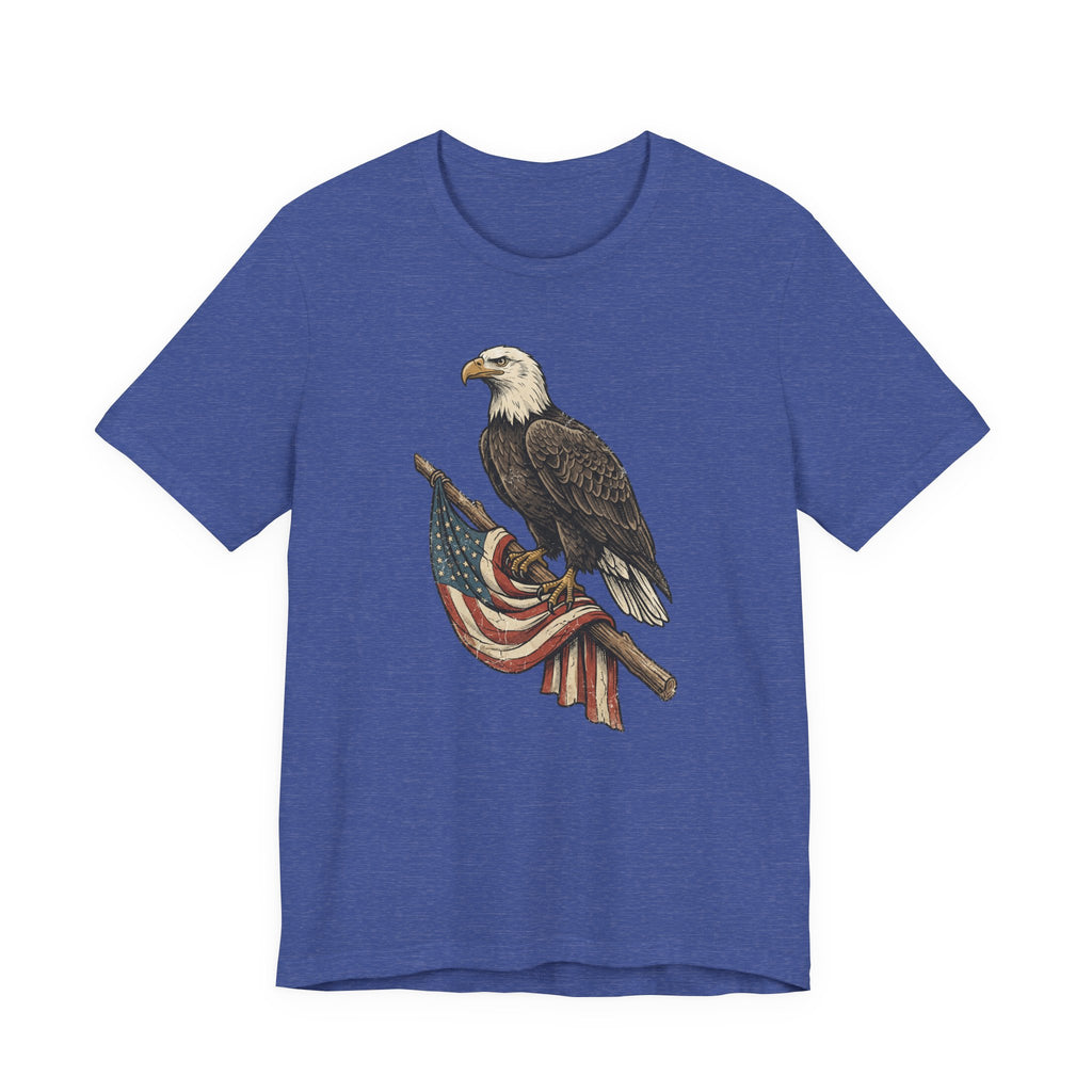 Bald Eagle American Flag T-Shirt | Patriotic USA Stars Stripes Vintage Eagle Graphic Tee Gift