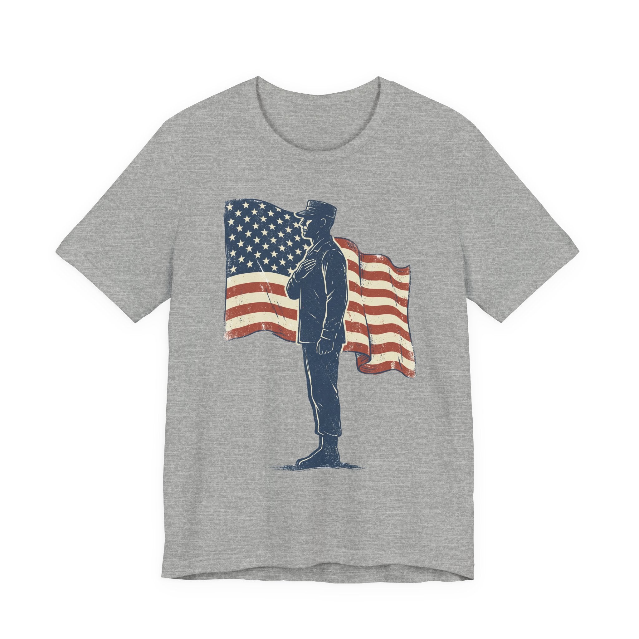 Saluting Soldier with American Flag T-Shirt | Patriotic Military Tee