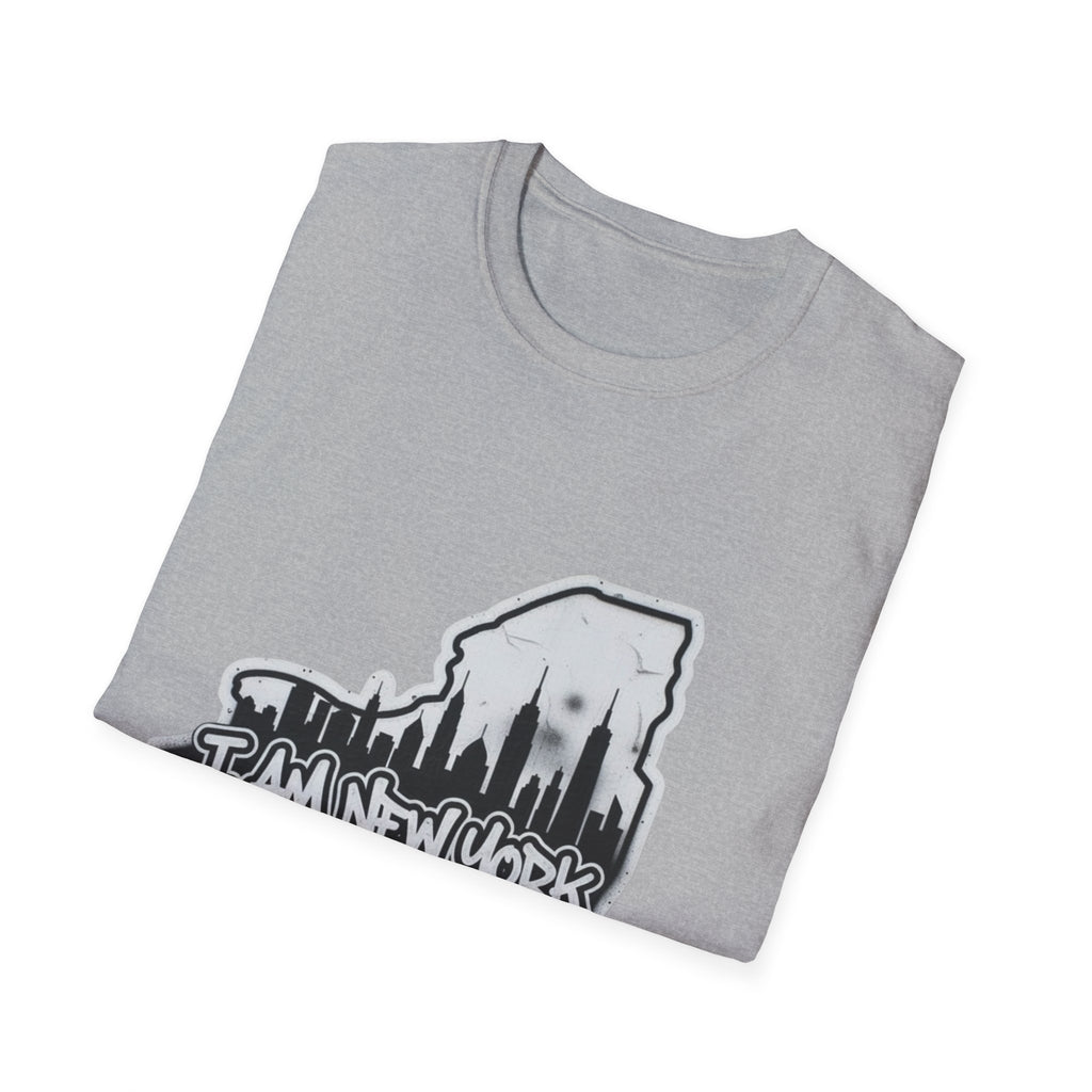 Sport Grey T-shirt with graffiti skyline graphic print on chest