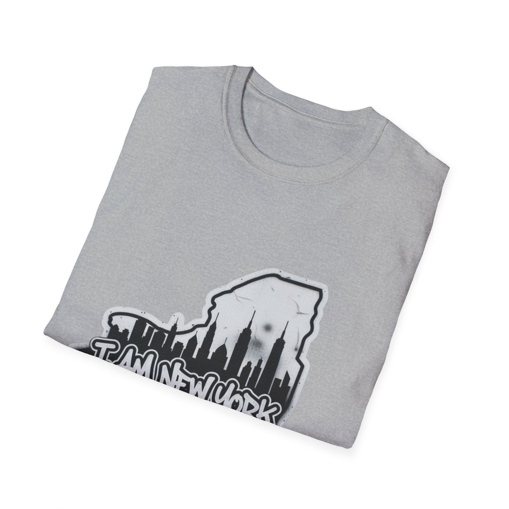 Sport Grey T-shirt with graffiti skyline graphic print on chest