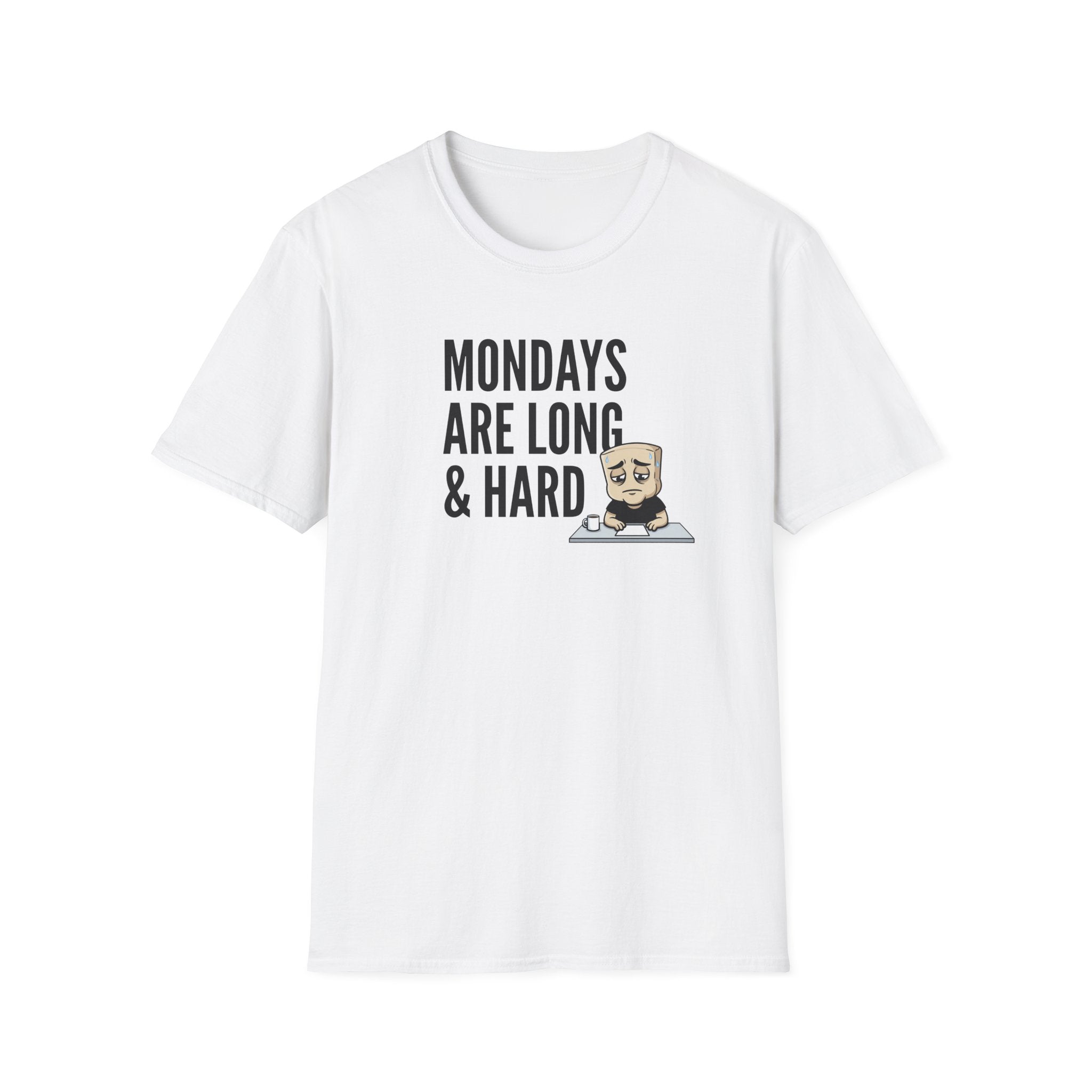 Mondays Are Long & Hard T-Shirt, Funny Coffee Lover Tee, Sarcastic Monday Mood Gift Shirt, Caffeine Humor Tee Men Women