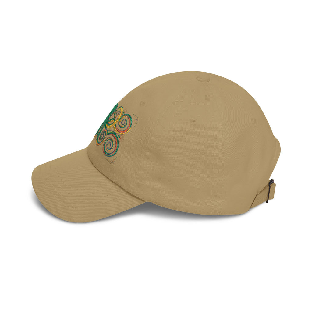 Octopus Swirl Dad Cap — Nautical Green & Gold Embroidered Baseball Hat