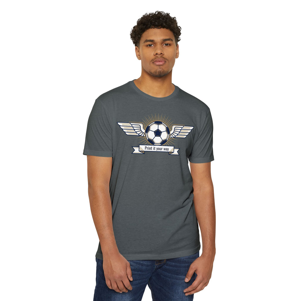 Custom Vintage Soccer T-Shirt Personalized Winged Soccer Emblem Tee Add Your Name or Team Soccer Gift