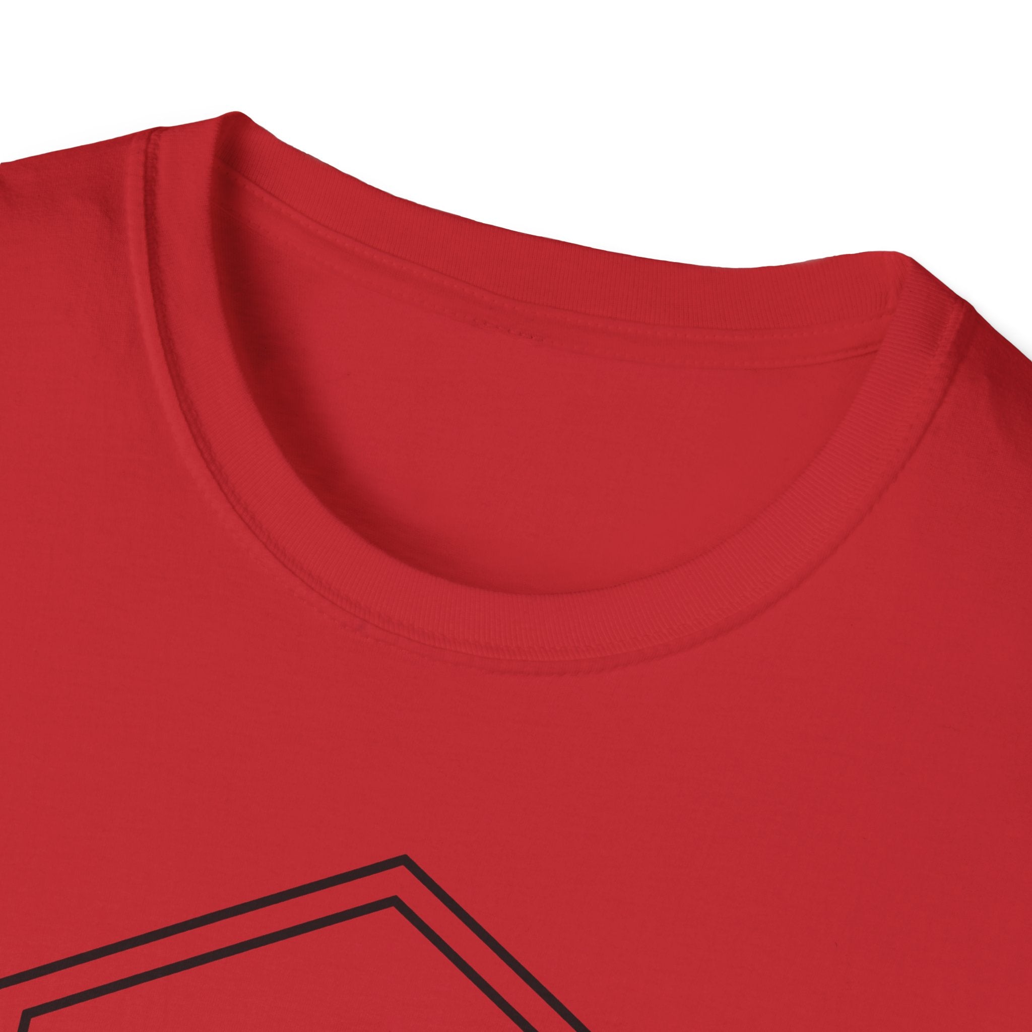 Red T-shirt collar and neckline with front graphic edge