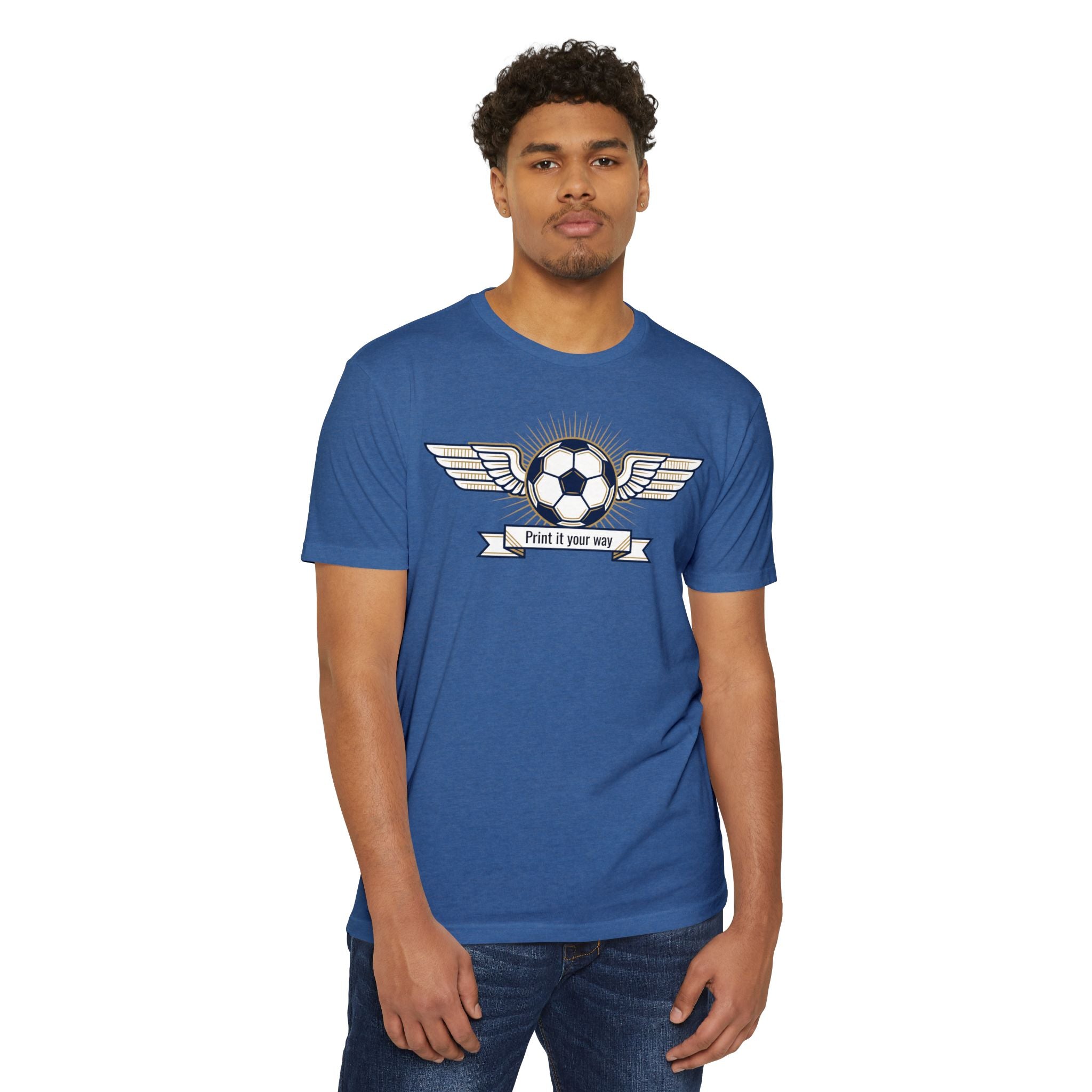 Custom Vintage Soccer T-Shirt Personalized Winged Soccer Emblem Tee Add Your Name or Team Soccer Gift