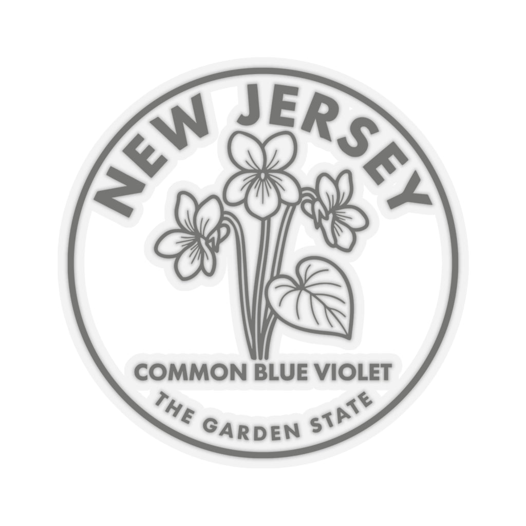 New Jersey garden state floral sticker: common blue violet circle decal, transparent vinyl