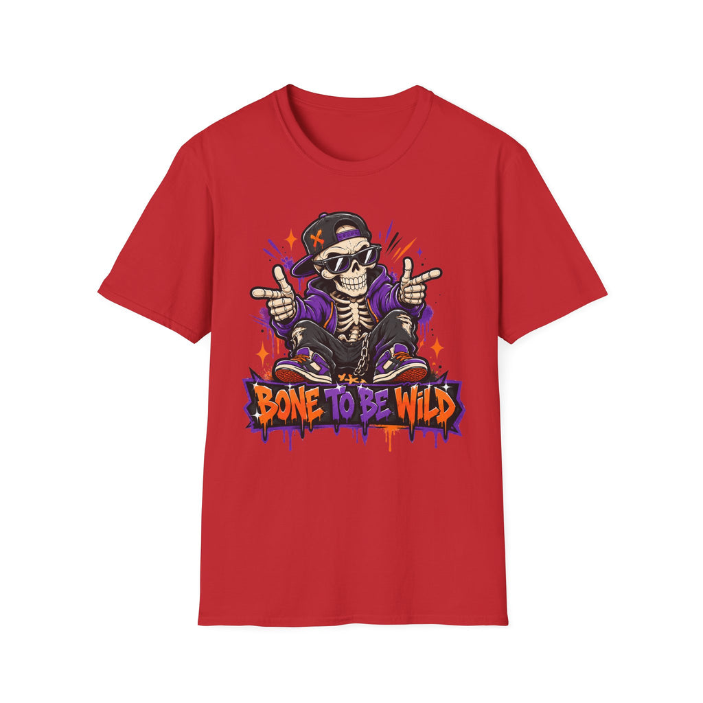 Bone To Be Wild Skeleton DJ T-Shirt | Halloween Skull Graphic Tee | Spooky Music Lover Shirt | Funny Skeleton Gift | Halloween Tee