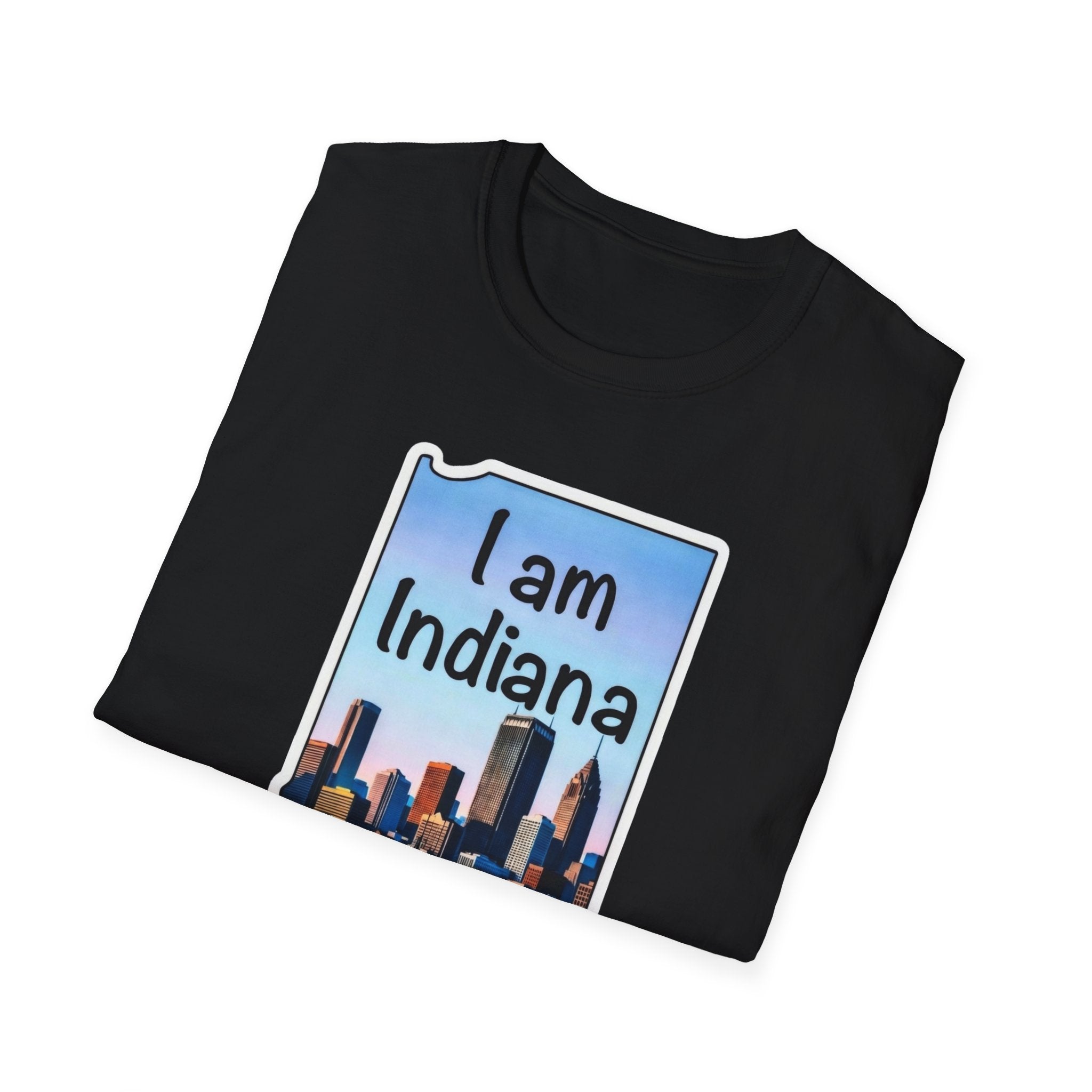 I am Indiana T-Shirt schwarz: Indiana-Umriss, Skyline & IndyCar-Design