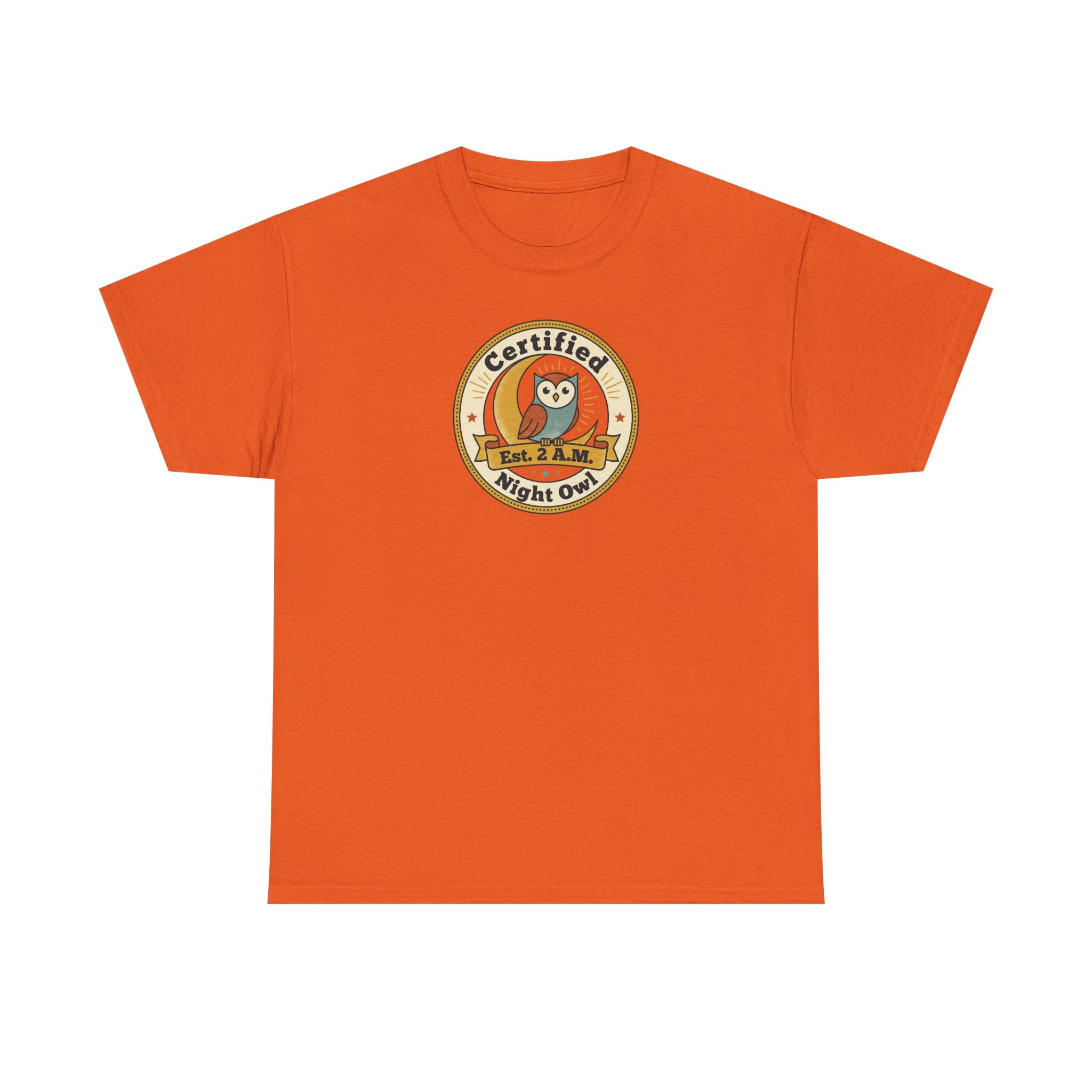 Certified Night Owl T-Shirt | Funny Night Owl Tee | Retro Owl Badge Shirt | Gift for Night Owls