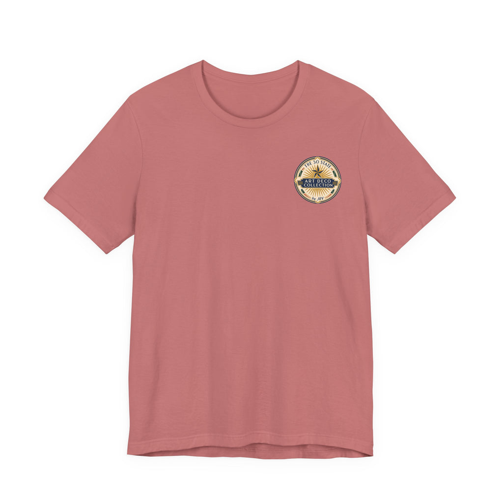 Rose T-shirt with small circular logo on left chest