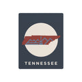 Tennessee metal art sign with red mountain skyline and TENNESSEE text on dark blue board