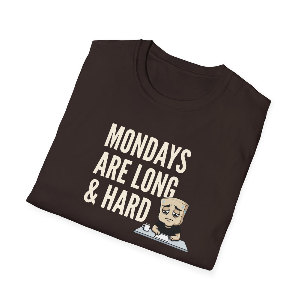 Mondays Are Long & Hard T-Shirt, Funny Coffee Lover Tee, Sarcastic Monday Mood Gift Shirt, Caffeine Humor Tee Men Women