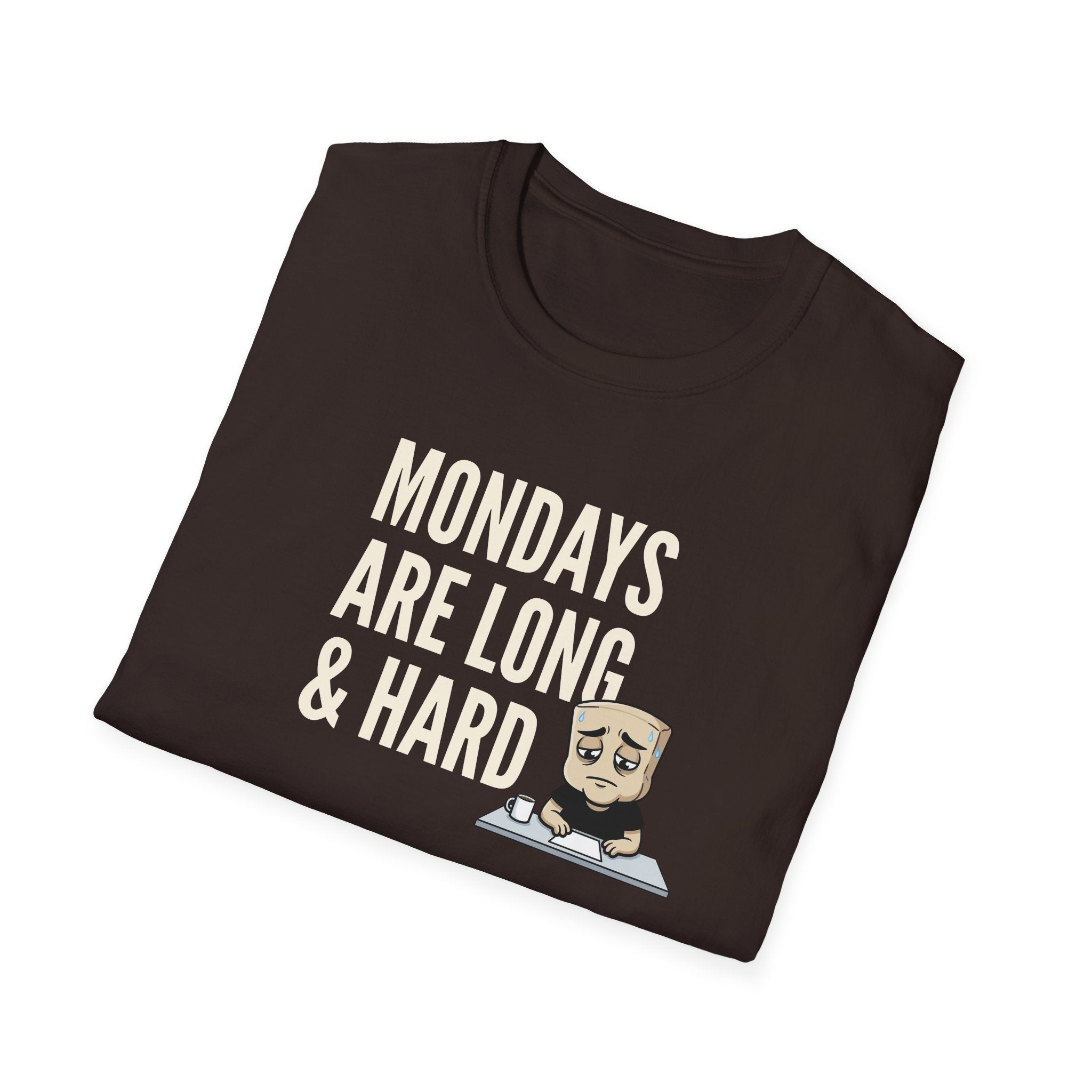 Mondays Are Long & Hard T-Shirt, Funny Coffee Lover Tee, Sarcastic Monday Mood Gift Shirt, Caffeine Humor Tee Men Women