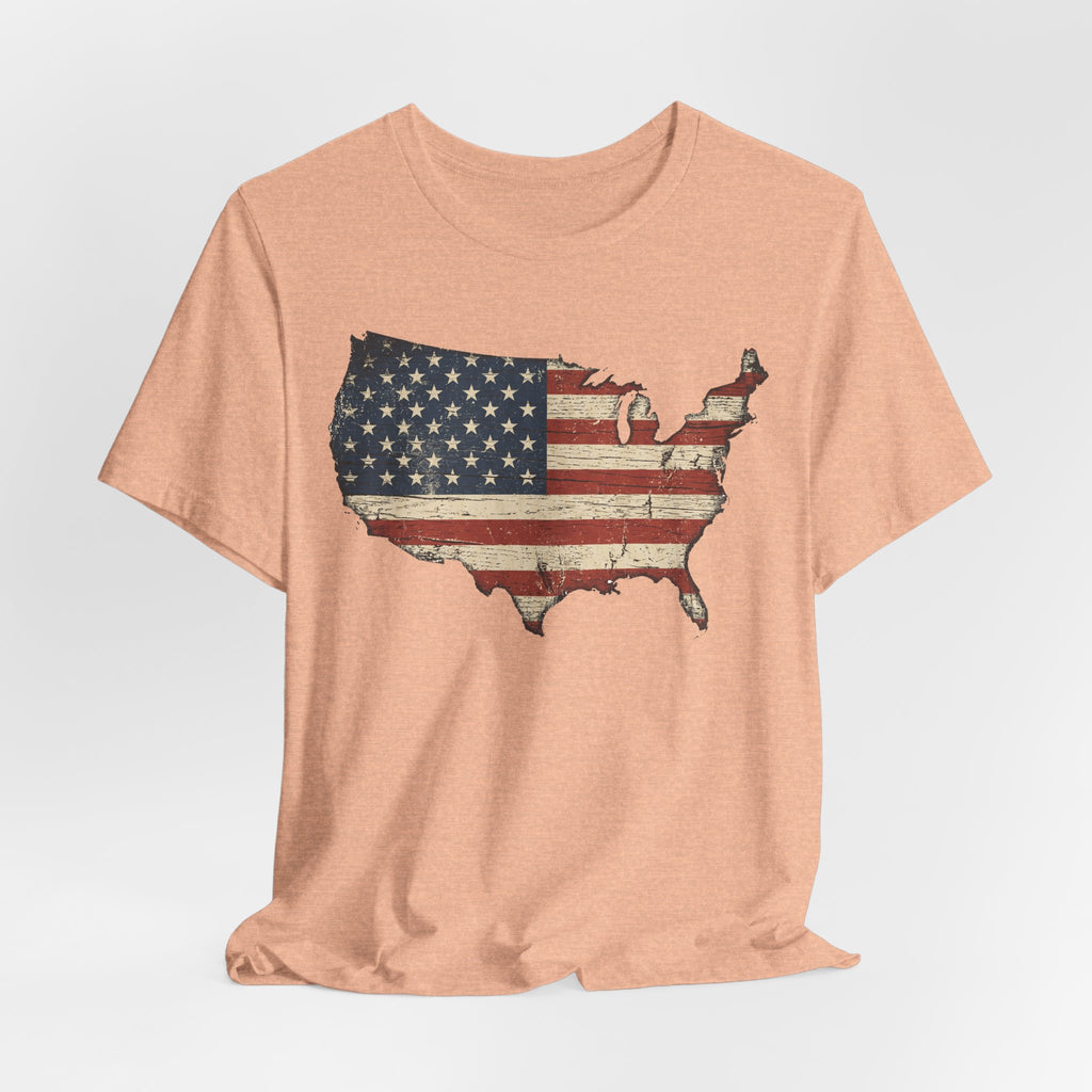 Distressed American Flag USA Map T-Shirt | Patriotic United States Tee