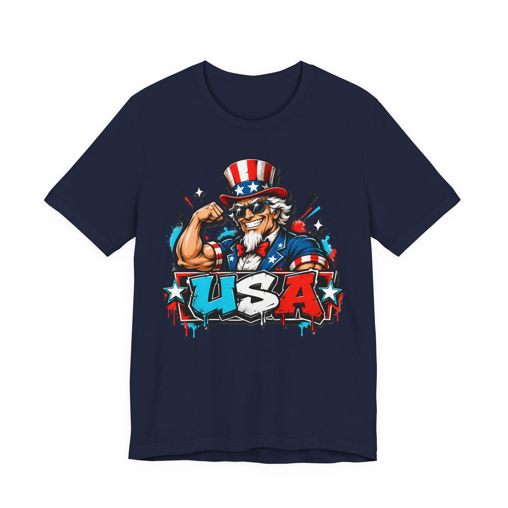 Patriotic Uncle Sam Muscle USA T-Shirt | 4th of July American Flag Graphic Tee