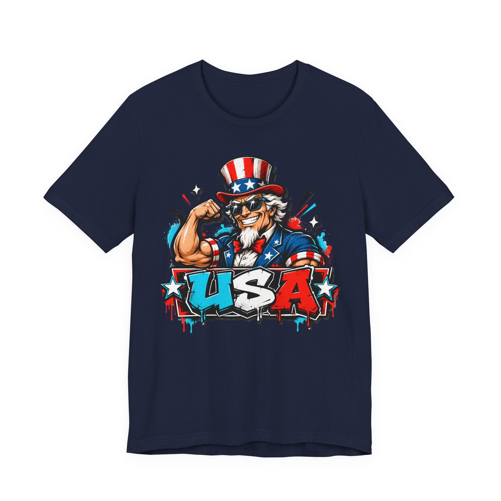 Patriotic Uncle Sam Muscle USA T-Shirt | 4th of July American Flag Graphic Tee